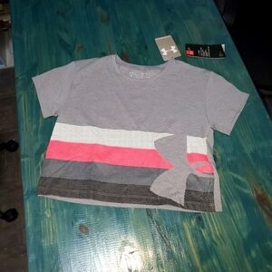UA Loose Fit Girls Grey Pink T-Shirt NWT S